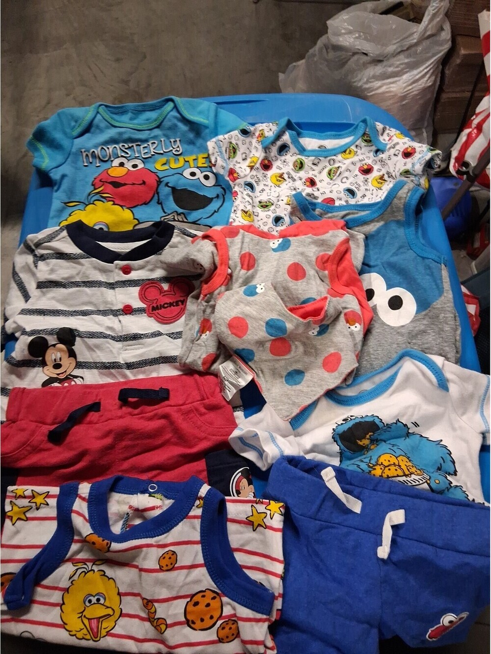 Newborn Baby Boy Clothing Lot - 9 Pcs Seasme Street Mickey H2
